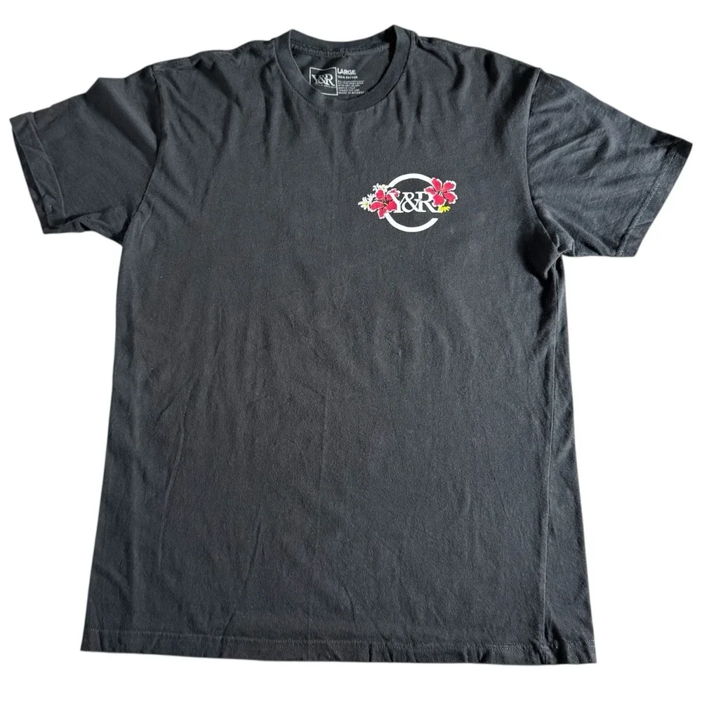 Y&R Young & Reckless Short Sleeve T-Shirt Black Street Logo 100% Cotton Size L‎
